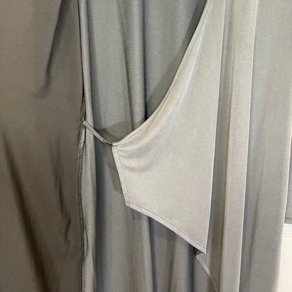 Black & Gray Dual Toned Midi Wrap Long Sleeve Dress L - NEW - Picture 8 of 9